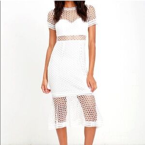 Lulu’s American Beauty Ivory Lace midi dress